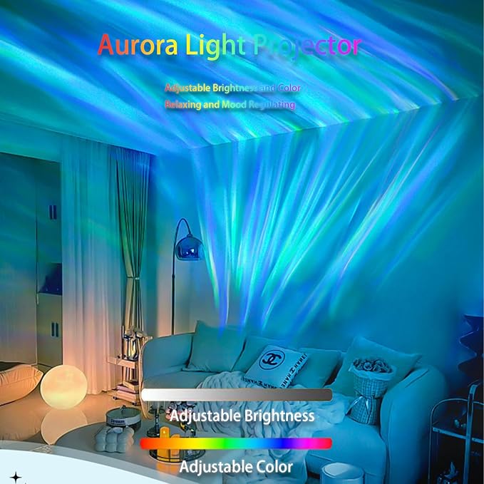 Northern Lights Projector, 16 Colors Rechargeable Aurora Light Projector & Mood Lighting Galaxy Lamp, App Remote Night Light for Bedroom, Gift for Teenage Girls Room Decor(Plug-in)