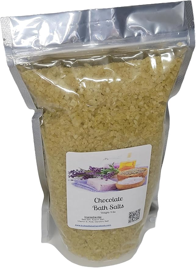 Bath Salts | 4lb Bag (64oz.) | Choose Your Scent | Epsom Salt | Sea Salt| Bathing | Body Care | Beauty | Relaxation | Spa | Pedicure | Manicure | Soak (Chocolate)