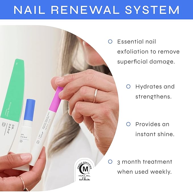 Dr. Dana Nail Repair Kit for Damaged Nails – Strengthening & Exfoliating Treatment with Glycolic Acid, Nail Primer, Hydrator & Priming Wand for Shiny, Healthy Nails, Nail Care Kit