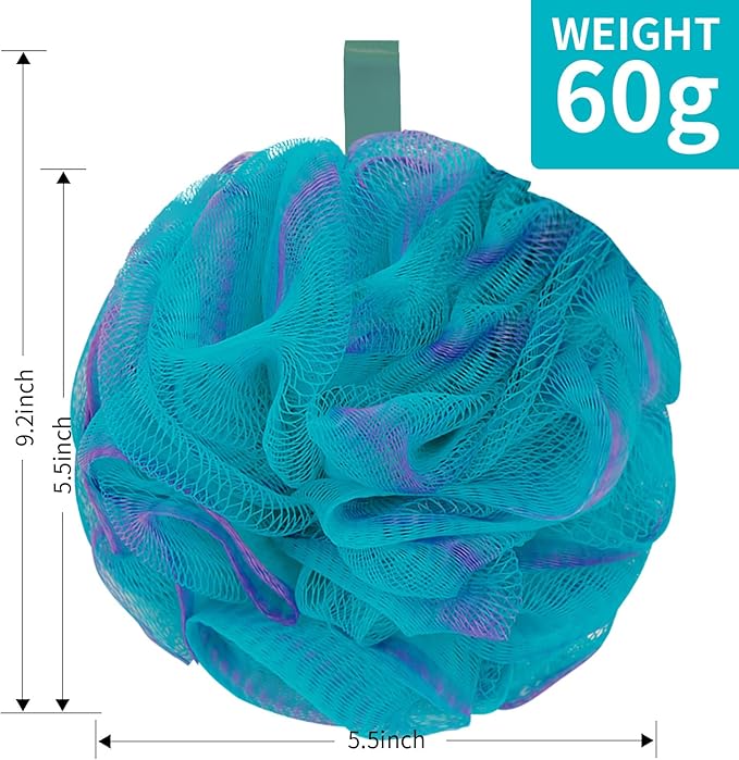 Carrie Joe Loofah Sponge Soft Mesh Shower Puffs for Body Wash Bath Sponge Body Scrubber for Women & Men Body Exfoliator-Bathing Accessories(60G L 4Pcs)