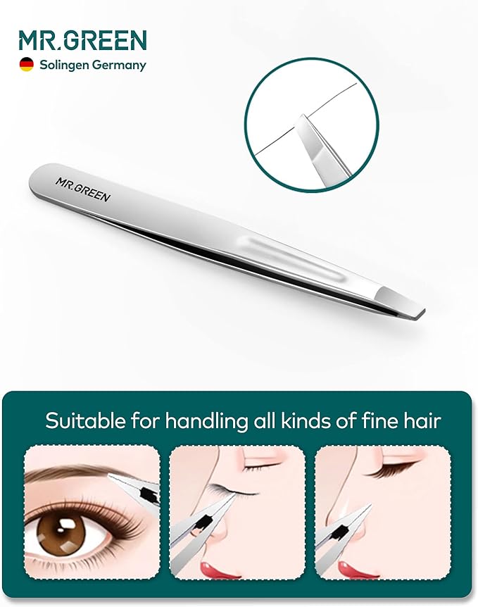 MR.GREEN 4Pcs Nail Clipper Set, Upgraded Anti-Splash Nail Clippers with Nail File and Tweezers, German Stainless Steel Professional Nail Cutter Portable Nail Care Kit with Leather Case for Men & Women