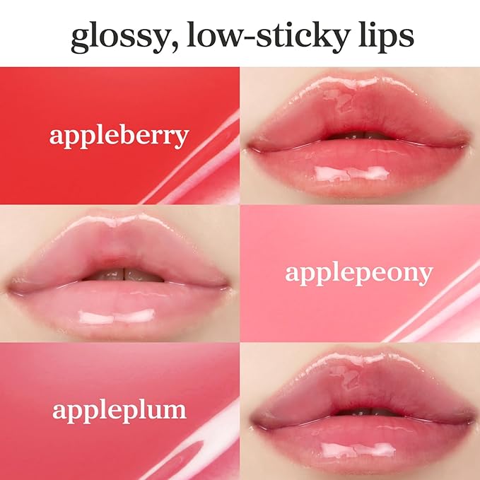 NOONI Korean Lip Oil Set - Appleberry, Applepeony & Appleplum - Long-Lasting, Moisturizing, Revitalizing - Waterproof, No Peel Off, Stocking Stuffers (3EA, 0.12 fl oz)