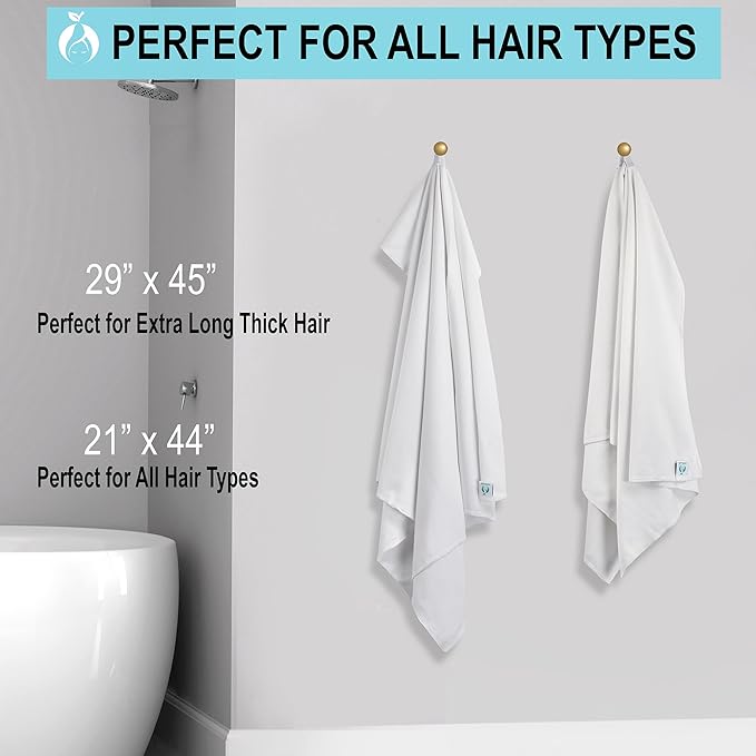 Hair RePear The Ultimate Hair Towel – Standard 21" x 44" Cotton Hair Towel for Wet Hair, Anti-Frizz Microfiber Alternative, Reduces Breakage, Gentle Fast Drying, No-Slip Fit