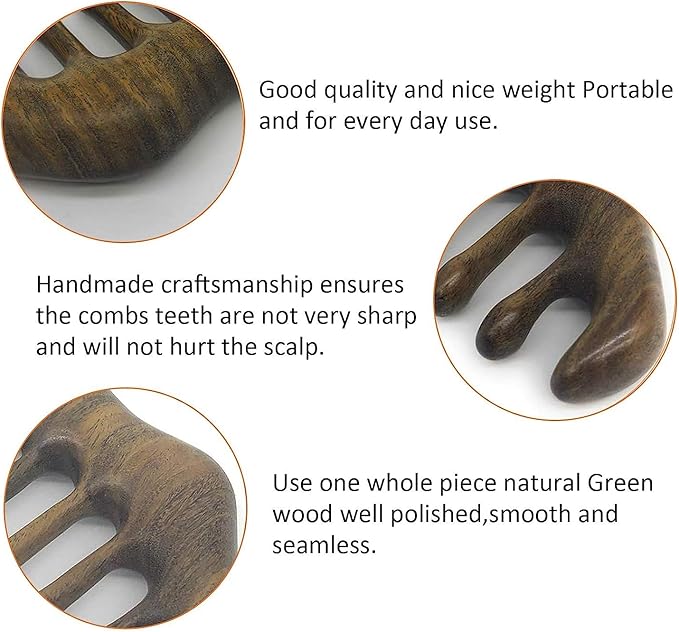 OULIGET Massage Wooden Comb,Wood Wide Tooth Hair Comb, Scraping Scalp Massage,Handheld No Static Head Tool,1 Pieces.