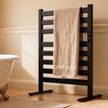 Verida Towel Warmer for Bathroom, Heated Towel Rack, Upgraded Extra-Wide Heating Area, Built-in Timer and Temperature Adjustment, Large Free-Standing Heated Towel Racks, Black 8 Bar Large