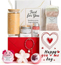 Birthday Gifts for Women, Pink Romantic Self Care Gift Set for Her with Glass Cup, Axolotl Gifts, Bath Bombs & Bath Salts, Socks, Thoughtful Birthday Gift for Wife, Girlfriend or Best Friend