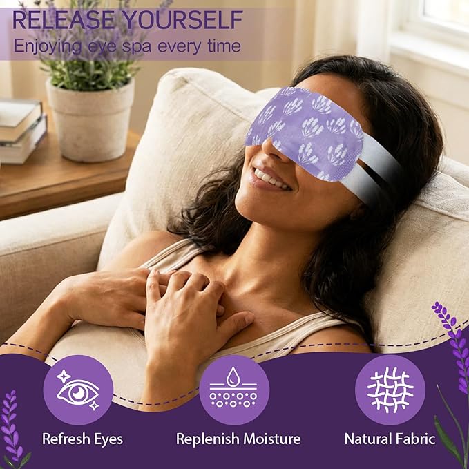 200 Pcs Steam Eye Masks for Dry Eyes Lavender Self Heated Steam Warm Eye Mask Heated Disposable Eyes Masks for Dark Circles, Puffy, Relief Stress, Fatigue Relaxation Gifts