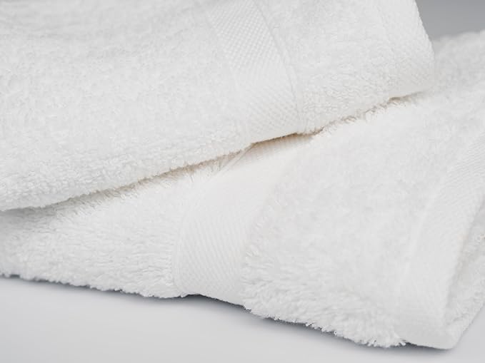 CH White Bath Towels Bulk Pack of 12 (22x44 Inches) – Pure Cotton Lightweight & Absorbent Towels for Airbnb, Hotels, Motels & Commercial Use