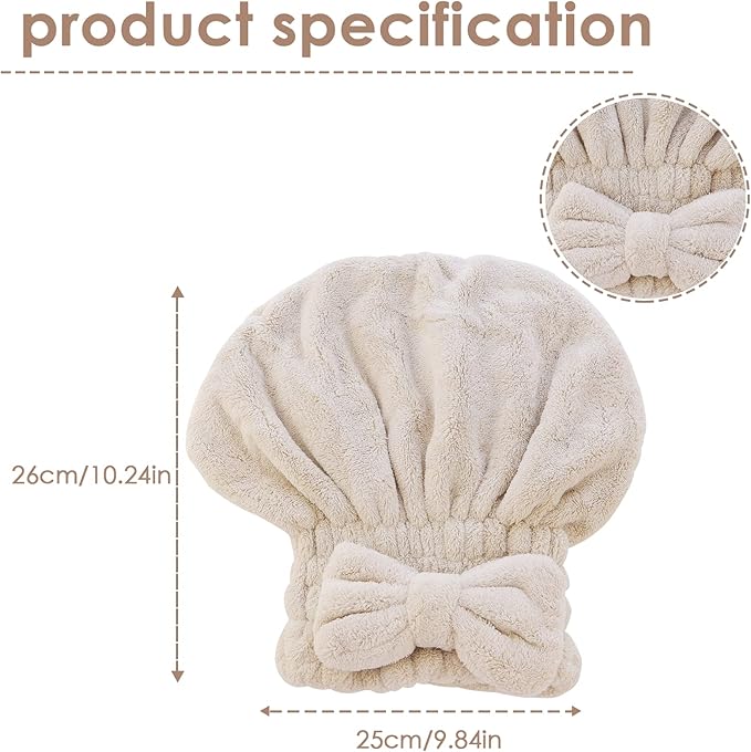 AEVBSOY 2 Pack Microfiber Hair Drying Caps Hair Drying Towel Super Absorbent Hair Towel Wrap Fast Drying Hair Turban Wrap Towels Soft Quick Drying Hat for Women Long Curly Wet Hair for Shower Spa