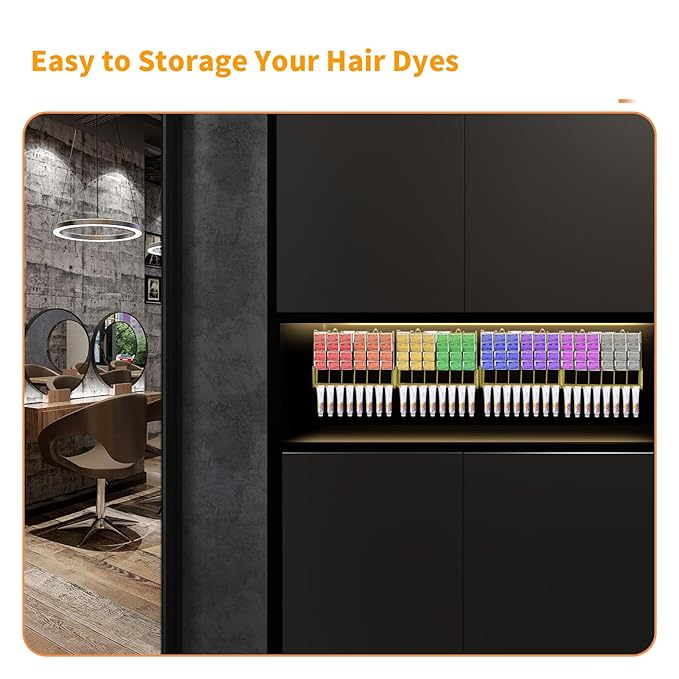 Meudid Hair Color Organizer for Salon - 2 PCS Metal Hair dye Tube Racks Storage Wall Mounted Cabinet Available