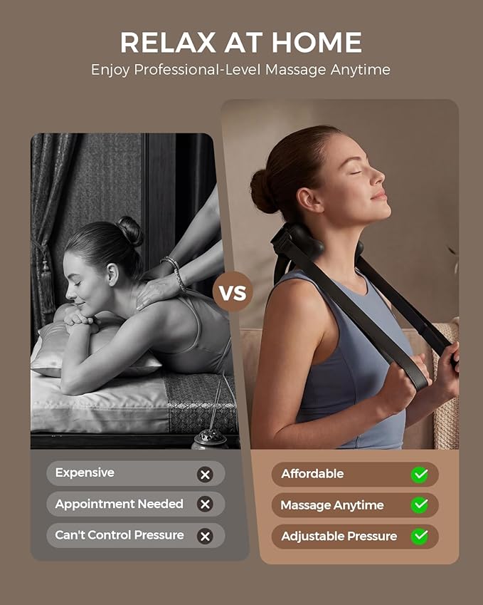 Neck Massager for Pain Relief Deep Tissue, Handheld Neck and Shoulder Massager with Heat, Cordless & Rechargeable Shiatsu Massager for Shoulder, Leg and Back Muscle Relaxation, Gifts for Women Men