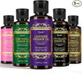 Pjordo 5 Pack Massage Oil for Massage Therapy, Lavender, Vanilla, Sore Muscle, Syringa & Anti Cellulite Massage Oil Kit for Relaxing Muscle & Soothing The Body, Mothers Day Gifts for Women