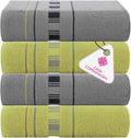 CASA COPENHAGEN X Line 4Pcs 100% Egyptian Cotton Designer Hand Towels Gift Set- Grey - Green 600 GSM, 28"x16", 4Hand Towels for Bathroom Set for Women & Men