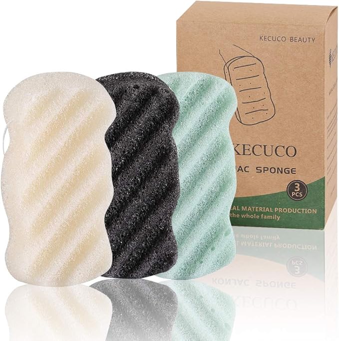 3 Pcs Natural Konjac Facial Sponges for Women and Girls, Gentle Facial Sponge for Cleansing and Makeup Removal, Bath Sponge for Babies and Kids, Soft When Wet, Suitable for Sensitive Skin