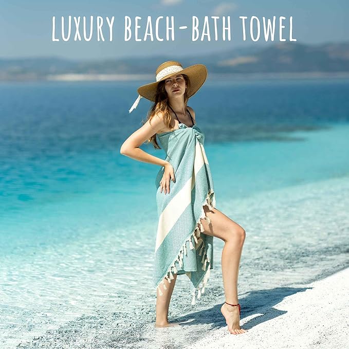 Turkish Beach Towels Oversized Clearance XL 40x71- Sand Free Beach Towel- 100% Cotton Soft Quick Dry Towel- Extra Large Travel and Pool Towels for Adults- Cloud Sandproof, Beach Essentials for Women
