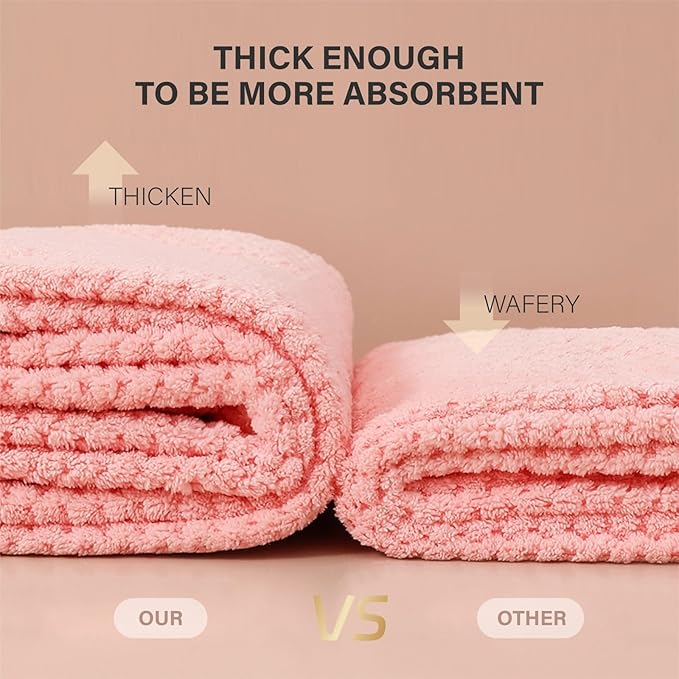 MaopaoBeauty 2 Pack Large Microfiber Hair Towel Wrap, Quick Dry Hair Towels for Women Long, Curly, Thick Hair, Super Absorbent Hair Turban for Wet Hair, Khaki