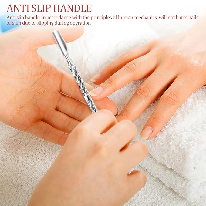 Cuticle Pusher Nail Polish Remover 2-in-1 Cuticle Trimmer Nail Care Tool Cuticle Pusher with 2 Ends Stainless Steel Manicure Tool (Pointed end + Flat Head)