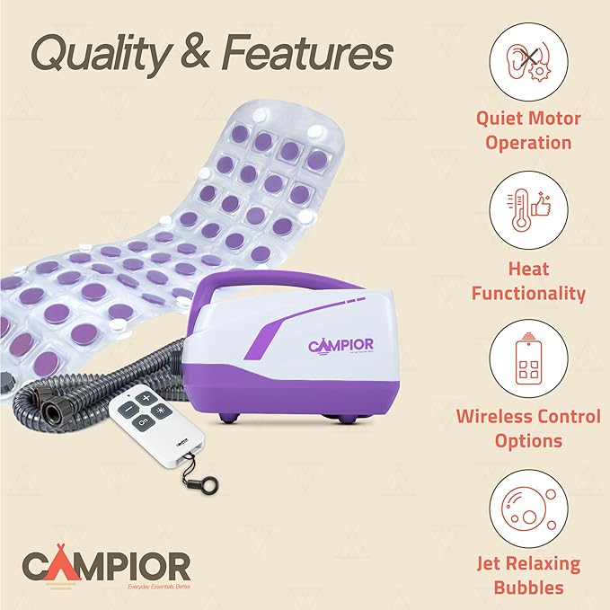 Bubble Bath Massager Mat for Bathtub, 47.24" x 14.57" Full-Body Heated Air Spa with 6-Level Adjustable Bubbles, Non-Slip Waterproof Design, Remote Control, for Stress, Muscle Relief & Relaxation,