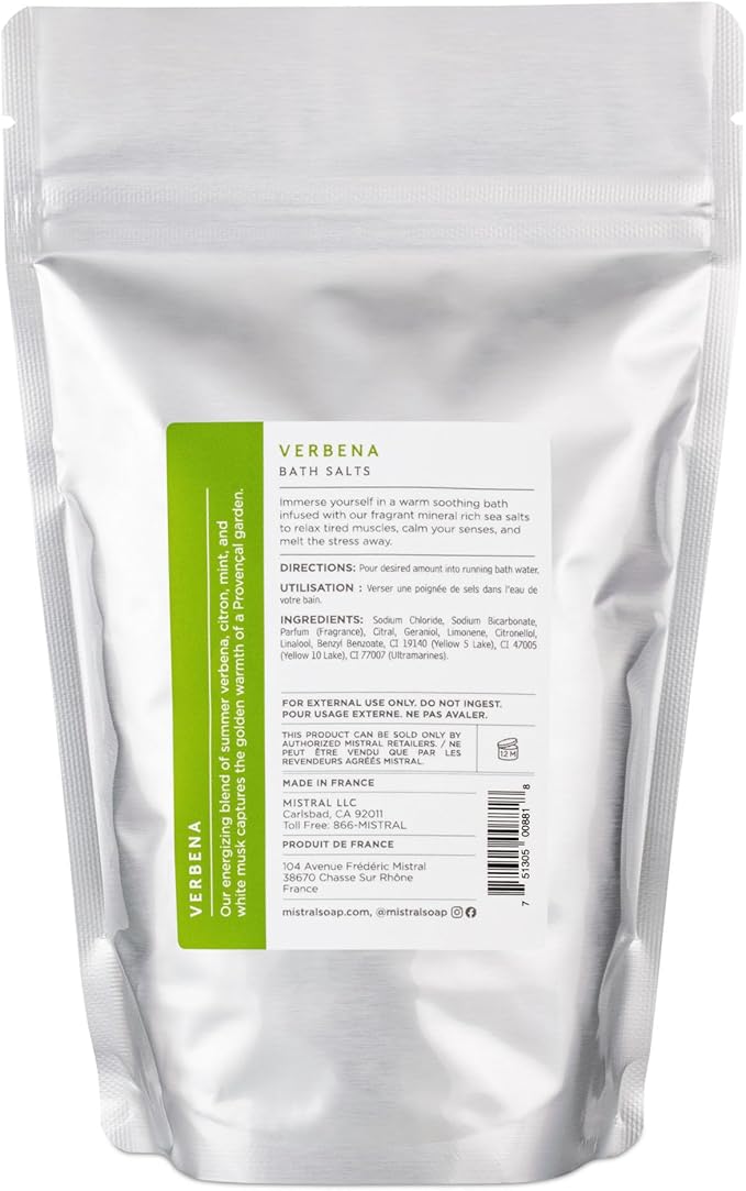 Mistral Luxury Mediterranean Sea Bath Salts - Lemon Verbena - Made in France, 22.9 Ounces