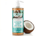 SpaScriptions Exfoliating Coconut Body Wash - 32 oz Scented Moisturizing Body Wash Scrub For Men and Women with African Black Soap for Smooth Skin and Brown Sugar for Gentle Exfoliation, Paraben Free