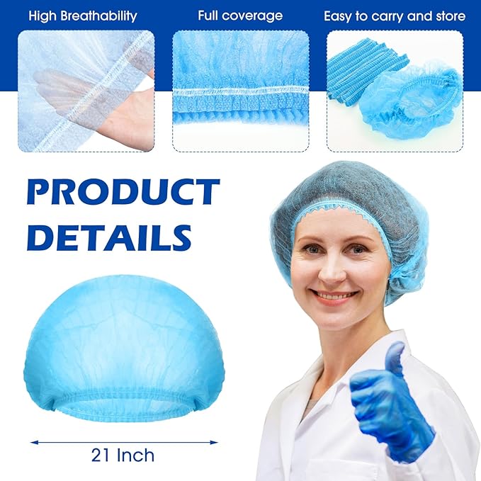 Yahenda 2000 Pcs Disposable Hair Nets Bulk 21 Inch Non Woven Bouffant Caps for Food Service Cooking Medical Salon Spa Beauty