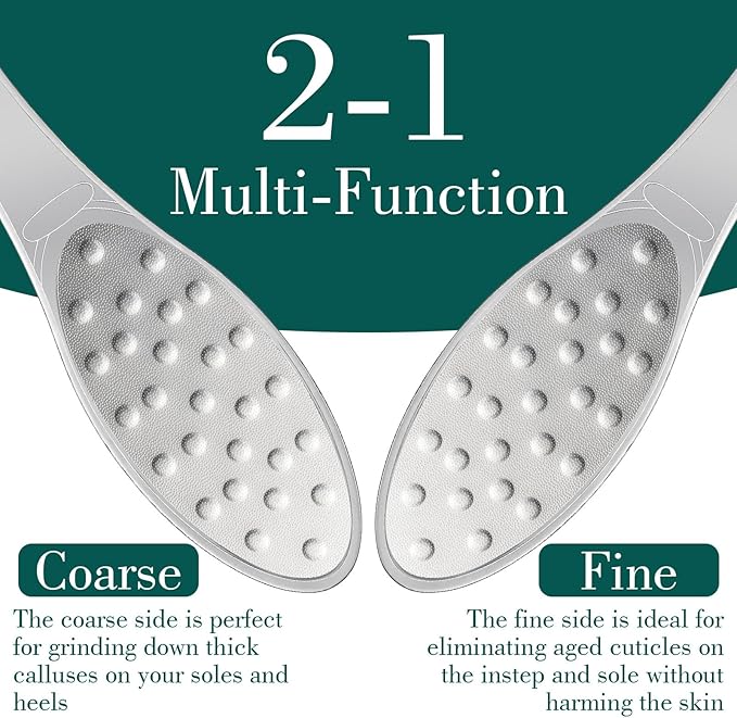 JIEYAO Stainless Steel Foot File, Metal Foot Scraper, Professional Foot File Callus Remover Double-Sided Foot Rasp Scrubber Pedicure Foot Care Tools for Wet & Dry Skin Heel Grater for Feet