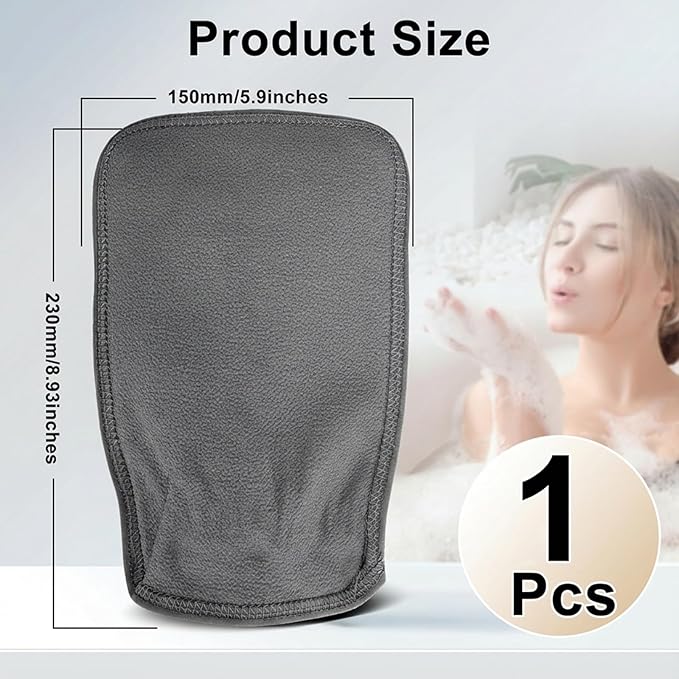 (Grey) 1PCS Durable Body Scrub, Dead Skin Remover & Body Scrubber Exfoliator, Body Exfoliating Gloves for Shower, washcloth exfoliating, exfoliating Glove for Smooth Skin