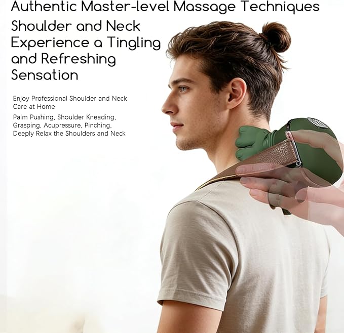 Neck and Shoulder Massager, Professional Shiatsu Neck Massager, Portable Deep Tissue 4D Kneading with Heat, Intelligent Simulated Human Hand Design for Pain Relief and Muscle (Man and Woman)