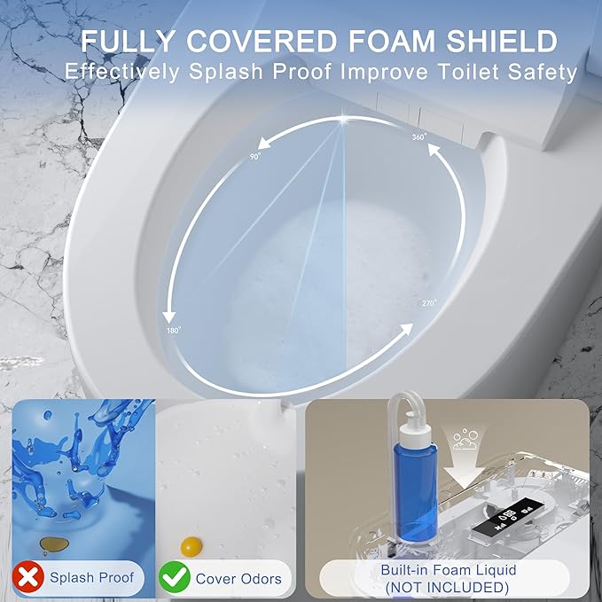 TDH Modern Smart Toilet, Upgrade Gourd-Shaped Heated Seat with Warm Water Wash, Aromatherapy Spray & Foam Shield, Air Dryer, Foot Sensor,Auto Flushing & Open Close Lid