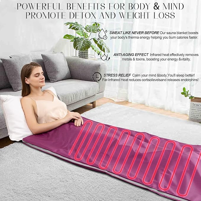 Infrared Sauna Blanke, Heat Healer Sauna Blanket Wrap, Portable Sauna Blanket for Fast Recovery, Blanket Sauna for Home Relaxation, Professional Blanket Sauna with 77–185 °F Temp Range