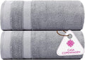 CASA COPENHAGEN Solitaire 2Pcs 100% Egyptian Cotton Large Designer Bathsheet Towels Gift Set- Grey Violet, 600GSM, 35"x70" 2Bath Sheet Towels for Bathroom Set for Women & Men