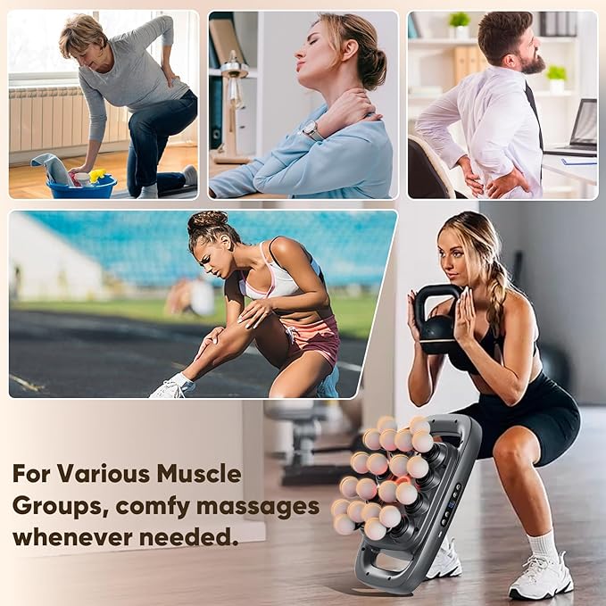 HOTU 20 Head Massage Gun Deep Tissue, Muscle Back Massager with 3 Modes & 30 Intensities, Portable Quiet Multi Mini Head Massager Gun for Hips/Legs/Waist/Shoulders/Foot Body Muscle Pain Relief