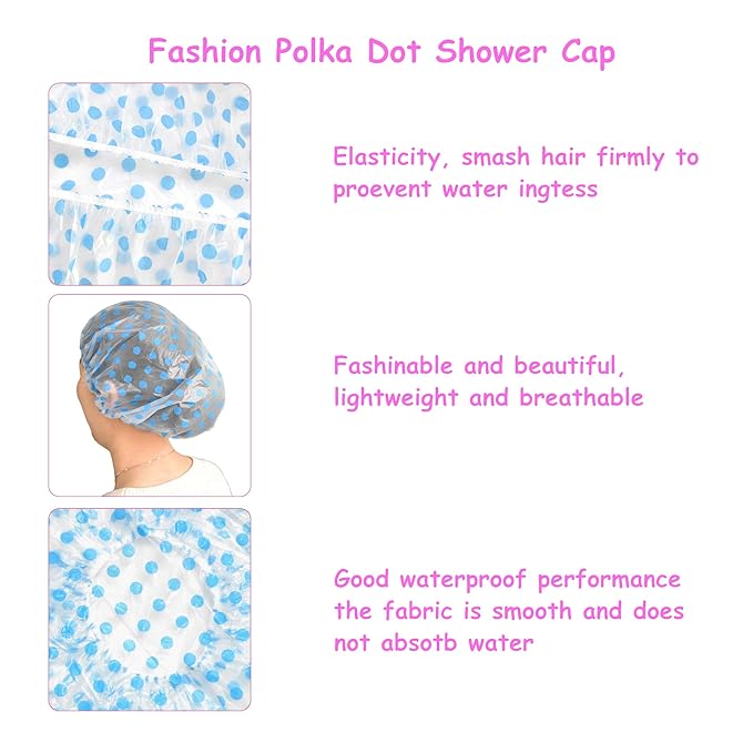 Shower Cap,3 Pcs Reusable Shower Caps Waterproof Bath Hair Hat with Elastic Band for Kids Women Men Spa Salon Hair Mask