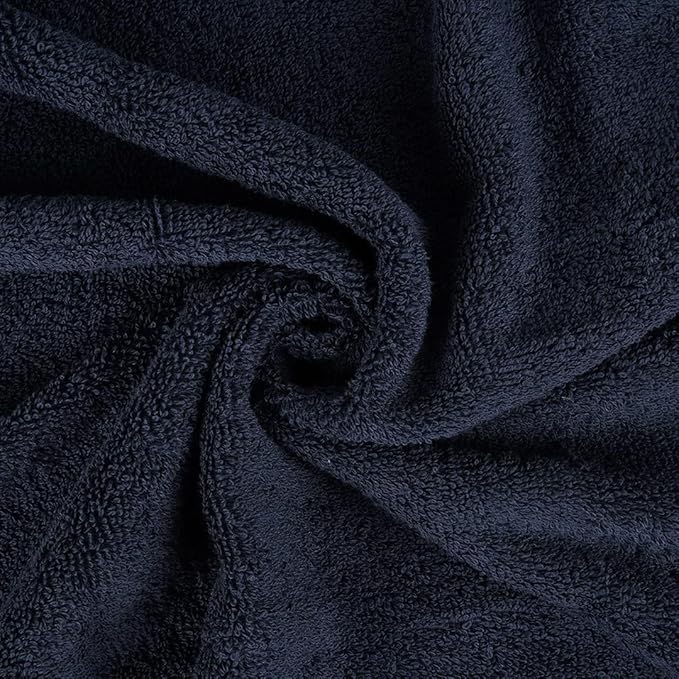 CASA COPENHAGEN Solitaire 6Pcs 100% Egyptian Cotton Large Designer Towels Gift Set- Grey Violet - Navy, 600GSM, 2Bath 2Hand 2Washcloths, Bath Towels for Bathroom Set for Women & Men