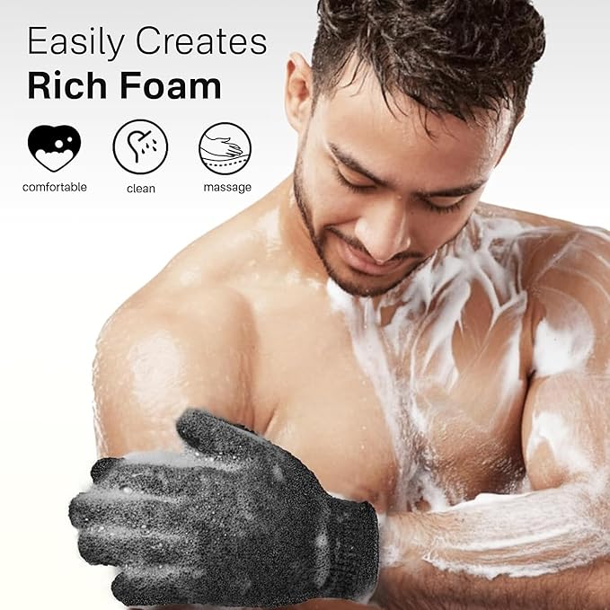 Yiclick Heavy Exfoliating Gloves, Exfoliating Body Scrubber for Bath Shower Exfoliation, Body Scrub Exfoliator for Dead Skin Remover, Exfoliate Sponge Loofah Washcloth Mitt Men Women