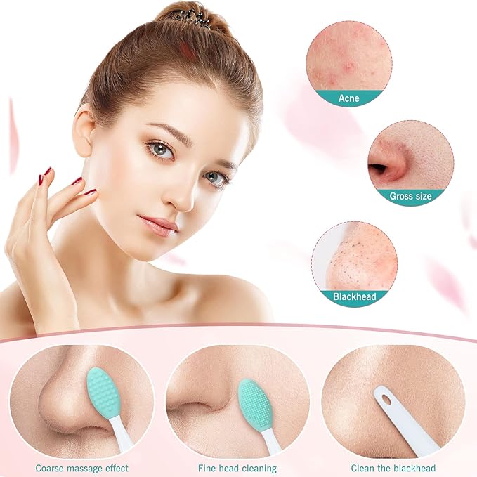 Patelai 24 Pcs Lip Scrub Brush Silicone Lip Scrubber Exfoliator with Container Double Sided Soft Cleansing Brush Tool for Men Women Lightening Dark Lips(Pink, Green, Purple)