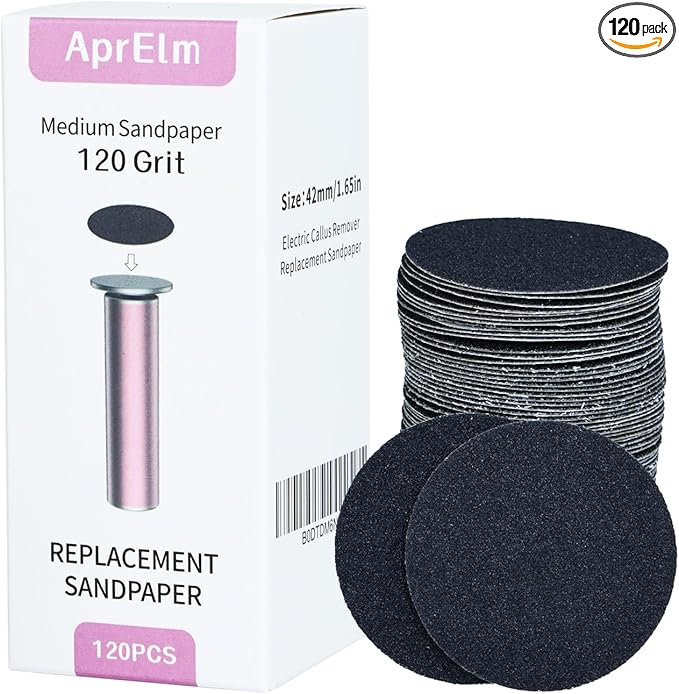 120pcs Replaceable Sandpaper for Electric Foot Callus Remover, Coarse/Medium/Fine Electric Foot File Replacement Pads (Medium 120 Grit)