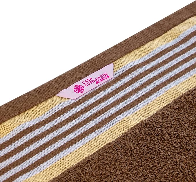 CASA COPENHAGEN He & She 2Pcs 100% Egyptian Cotton Large Designer Bathsheet Towels Gift Set- Brown - Beige, 550GSM, 35"x70" 2Bath Sheet Towels for Bathroom Set for Women & Men