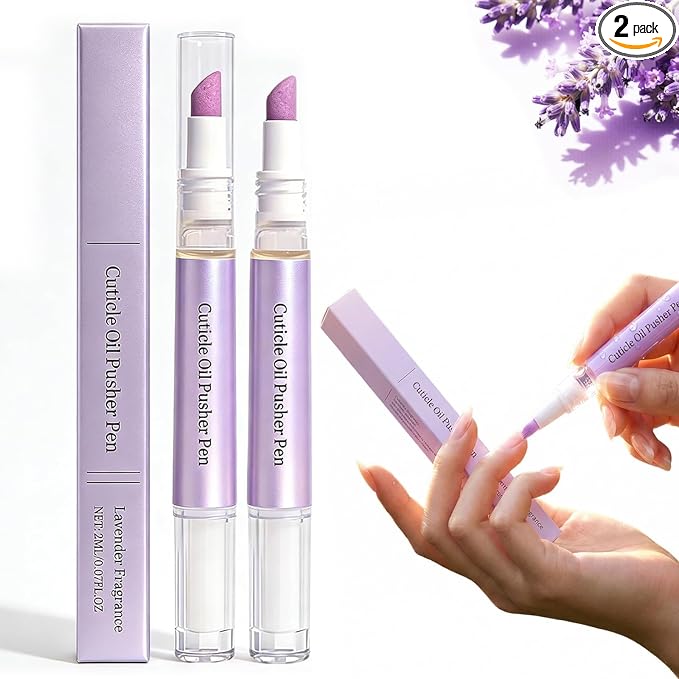2-in-1 Cuticle Oil Pusher Pen,2026 New Ceramic Cuticle Pusher Oil Pen,Ceramic Cuticle Pen for Nails,Nail Care Tool for Dry Damaged Nails Hangnails Moisturize Polish Brighten 2Pcs