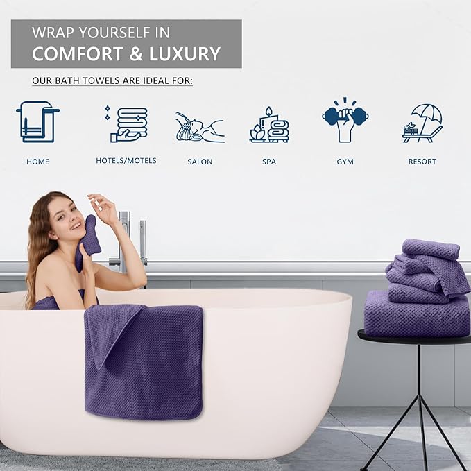 Extra Large Bath Towel Set of 4 (35"x70"),Oversized Bath Sheet Super Soft Highly Absorbent Jumbo Bathroom Towel Set Microfibers Quick Dry Shower Towel for Hotel,Bathroom,Guest,Spa,Gym (Pulm)