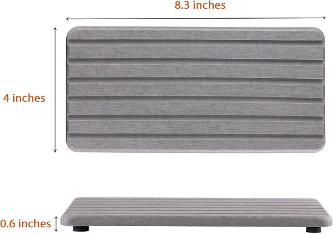 NiuYichee 2 PCS Water Absorbent diatomite Coasters, 8.3" x 4" Water Absorbing Stone Tray for Sink, Stone Drying mat for Kitchen Counter, Stone soap Tray Used for Hand Soaps & toiletries & Plants