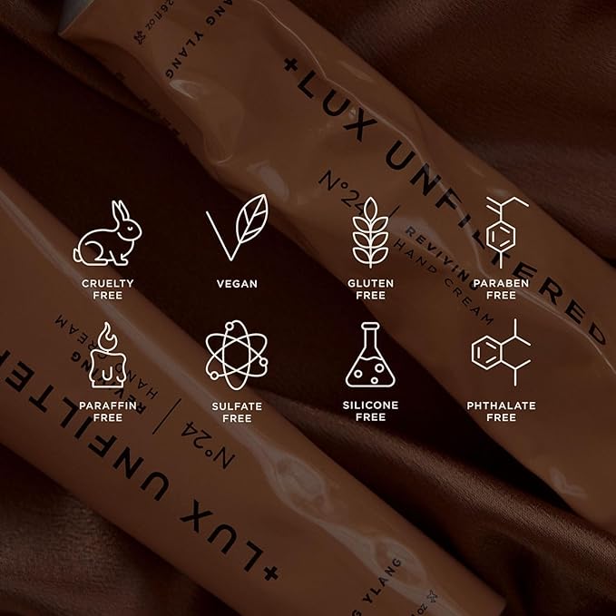 '+ Lux Unfiltered N°24 Fountain of Youth Age Defying Hand Cream for Women & Men - Moisturizing Hand Cream for Dry Cracked Hands - Lightweight & Fast-Absorbing - Vegan & Cruelty Free - Ylang Ylang