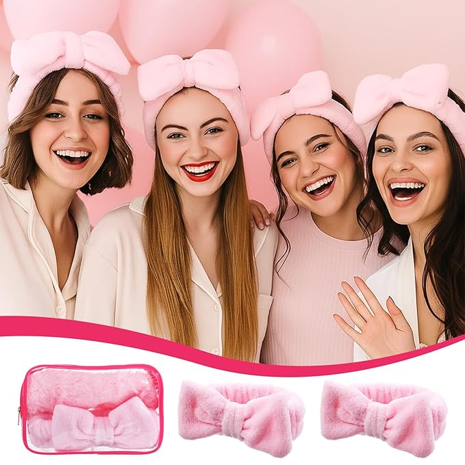 36 Pcs Spa Headband for Women, Makeup Cosmetic Headband for Women 12 Spa Headbands Plush Sleep Eye Mask 12 Clear Cosmetic Bags Sleepover Party Supplies for Girls Christmas Spas Party Favors