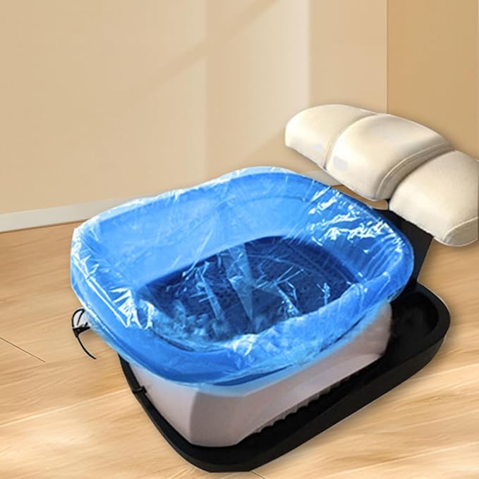 Transparent Blue Pedicure Liners Disposable, Pedicure Bowl Liners with Elastic Band, Unbreakable Pedi Liners Disposable, fits Most Pedicure Tub, for Pedicures Foot Spa Home Use (25pcs)