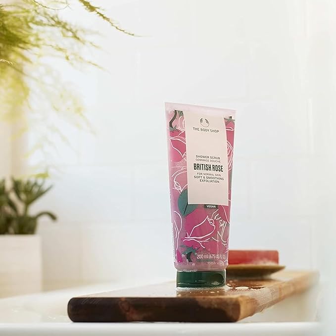The Body Shop British Rose Shower Scrub - Soft & Smooth Exfoliation For Normal Skin - Vegan - 6.75 Fl Oz