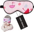 100% Natural Silk Sleep Eye Mask Kids, Cute Night Sleeping Mask with Adjustable Elastic Strap for Newborn (Baby Cute Pink)