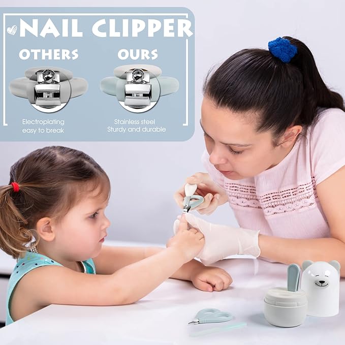 Baby Nail Clippers Set with Cute Case, Infant Fingernail and Toenail File Kit for Newborn Manicure and Pedicure, New Mom Grooming Gift