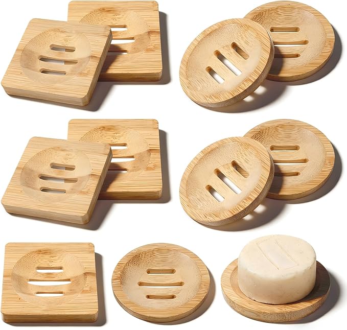20Pcs Bamboo Soap Dishes 3 Inch Wooden Soap Tray Soaps Holder for Bathroom Shampoo Bar Holder for Shower Bamboo Round Soaps Dish Self-Draining Bar Soap Holder for Home Kitchen Travel Bath Tub