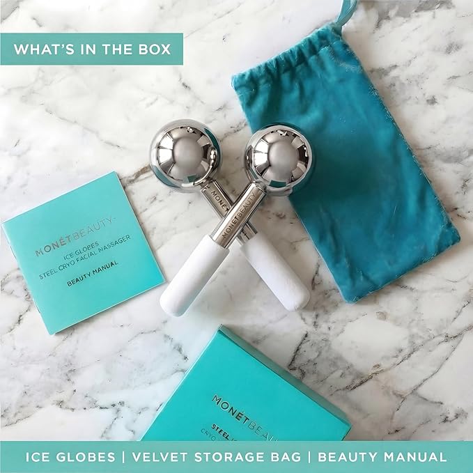 MonétBeauty Stainless Steel Ice Globes for Facials (Silver), Durable Cryo Globes Instantly Reduce Puffiness, Tighten Pores and Sinus Relief, Face Globes for Facial Massages and Daily Beauty Routines