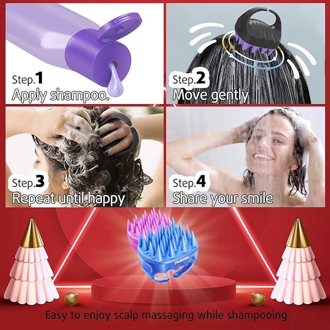 Cbiumpro 2-Pack Scalp Massager Shampoo Brush, Ultra Soft Silicone Scalp Scrubber Exfoliator Brush for Hair Growth & Dandruff Removal - 100% Fit All Hair Types
